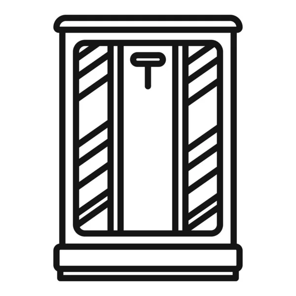 Obrys Ikony Kabiny Prysznicowej Wektor Szklana Kabina Kabina Drzwi — Wektor stockowy