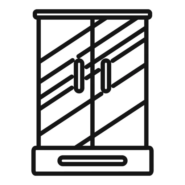 Skleněná Ikona Sprchovací Kout Obrys Vektoru Dveře Stánku Vodní Design — Stockový vektor