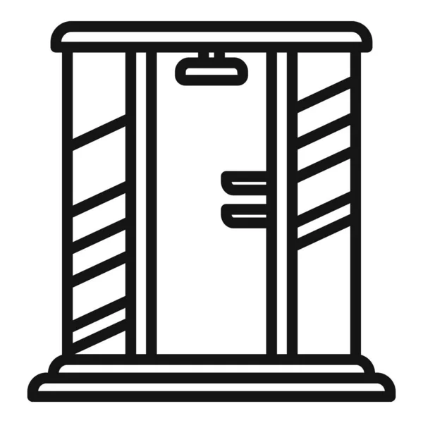 Porte Cabine Douche Icône Contour Vecteur Bouchon Verre Bain Eau — Image vectorielle