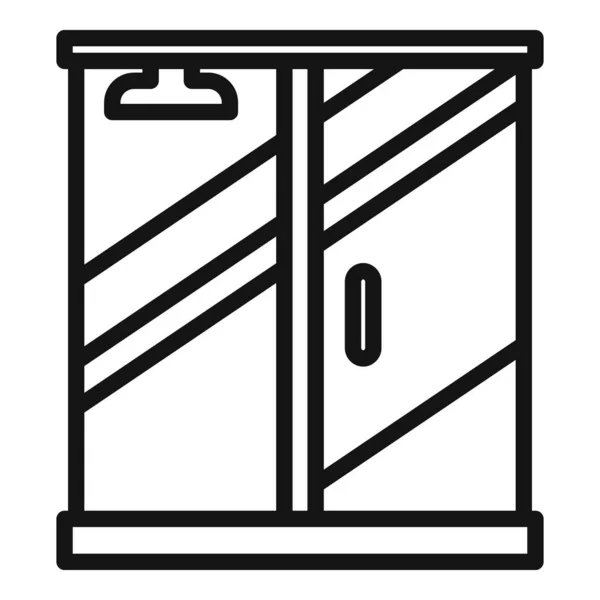 Ícone Cabine Banho Vetor Contorno Barraca Vidro Interior Casa — Vetor de Stock