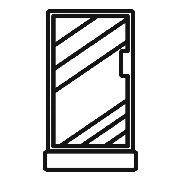 ウォーターシャワーキャビンアイコンアウトラインベクトル ガラスの屋台 — ストックベクタ