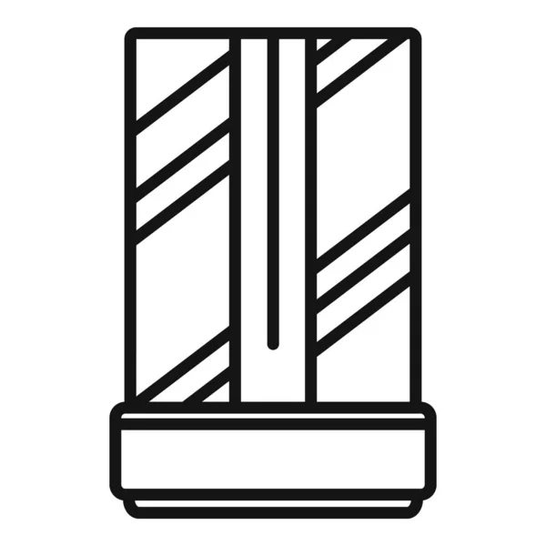 Innenraum Duschkabine Symbol Umrissvektor Türglas Vorhanden Haushaltsarmatur — Stockvektor