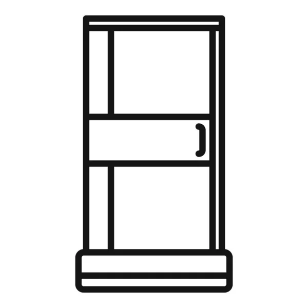 Wohnung Duschkabine Symbol Umrissvektor Glastür Haushaltsarmatur — Stockvektor