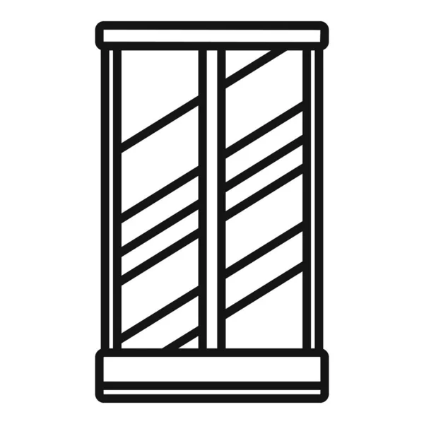 洗面所のアイコンの輪郭ベクトル シャワー ストール ガラスの扉 — ストックベクタ