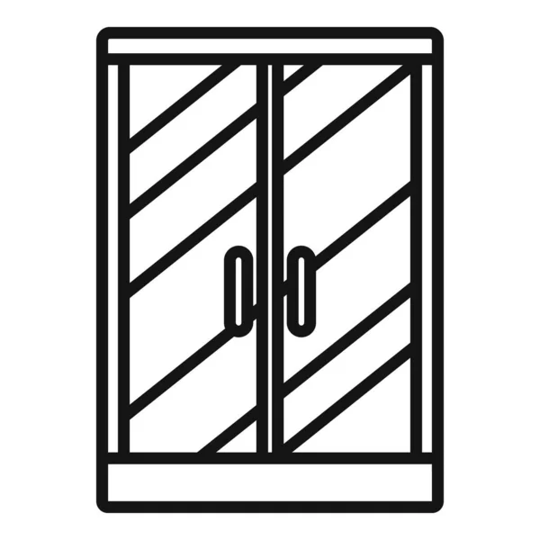 Waschen Tür Kabine Symbol Umrissvektor Stehendes Glas Wasserbad — Stockvektor