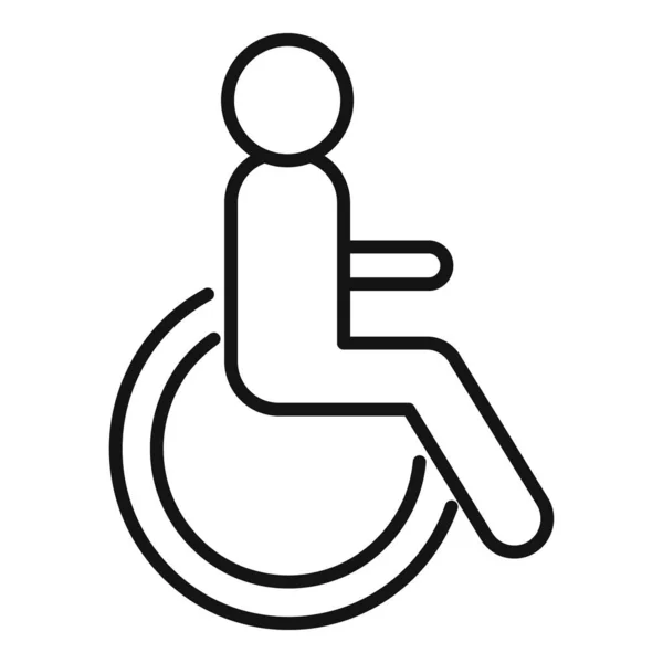 Disabled Ikon Konturvektor Toalettstolen Offentlig Dörr — Stock vektor