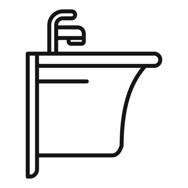 Vecteur Contour Icône Lavabo Toilettes Porte Publique — Image vectorielle