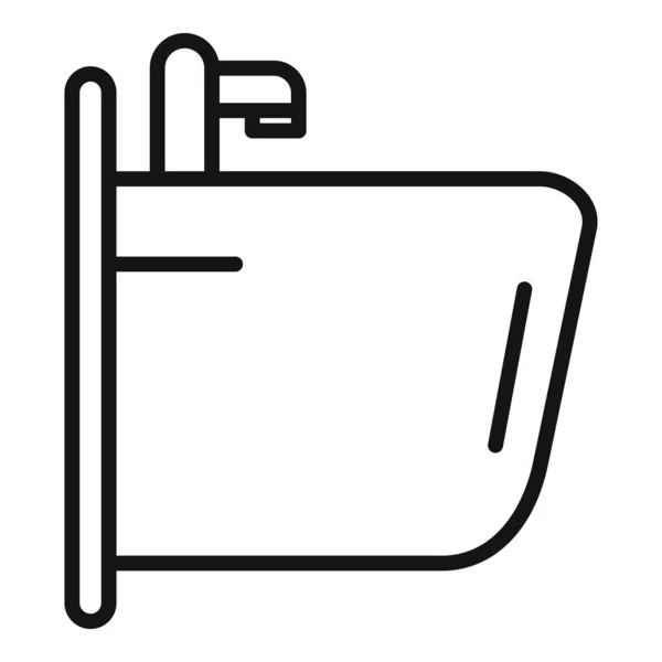 Keramische Wastafel Pictogram Omtrek Vector Toilet Openbare Ruimte — Stockvector