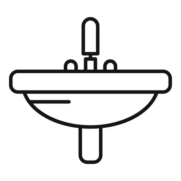 Ikona Umywalka Zarys Wektor Toaleta Drzwi Publiczne — Wektor stockowy