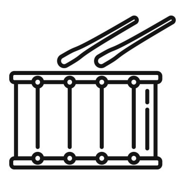 Çocuk davul ikonu ana hat vektörü. Müzik seti. Alet bateristi