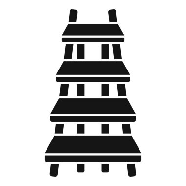 Merdiven simgesi basit vektör. Ahşap. Tahta merdiven.