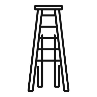 Ahşap merdiven ikonu ana hat vektörü. İnşaat merdivenleri. Güvenlik standı