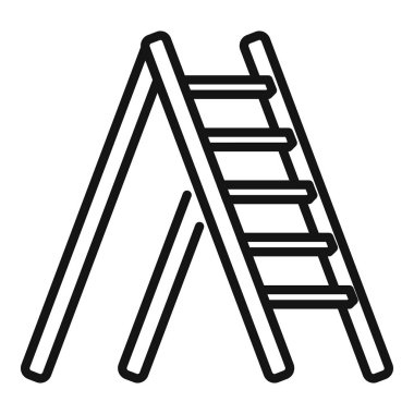 Çizgi metal merdiven ikonu ana hat vektörü. Tahta adım. Merdivenleri çık.