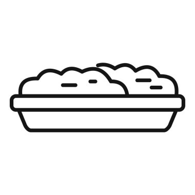 Patates ezmesi ikonu ana hatları vektörü. Bulaşık yemeği. Kaşık yemeği