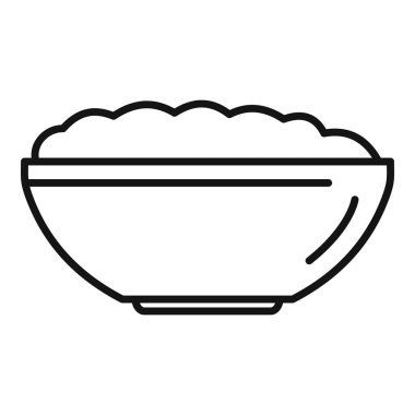 Patates kasesi ikonu ana hatları vektörü. Yemek tabağı. Ezici yemek.