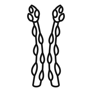 Kuşkonmaz demeti ikon ana hatları vektörü. Yiyecek fabrikası. Organik salata.