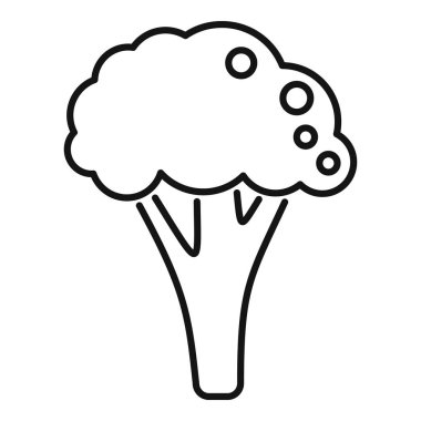 Brokoli ikonu ana hatları vektörü. Yemek lahanası. Bitki salatası