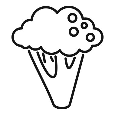 Temiz brokoli ikonu ana hatları vektörü. Lahana sebzesi. Bitki salatası