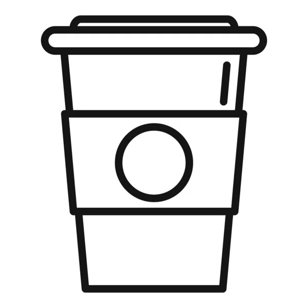 Gehen Kaffeetasse Symbol Umrissvektor Wartebereich Sitzecke — Stockvektor