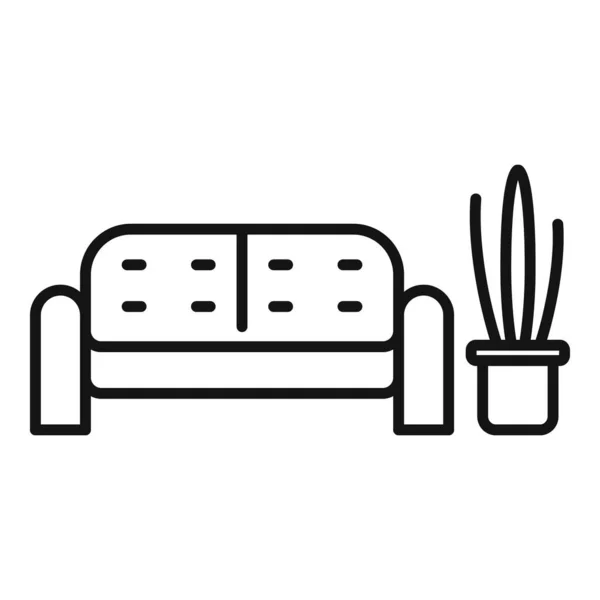 Waiting Area Sofa Icon Outline Vector Wait Room Female Person — Stock Vector
