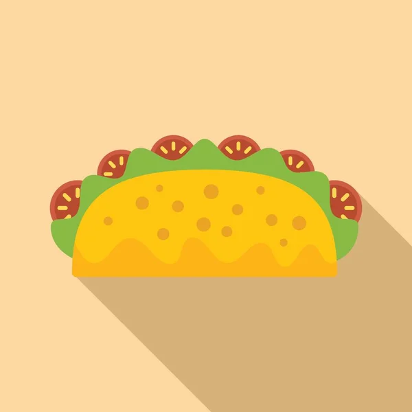 Tacos Ikon Vektor Datar Makanan Meksiko Menu Meksiko - Stok Vektor