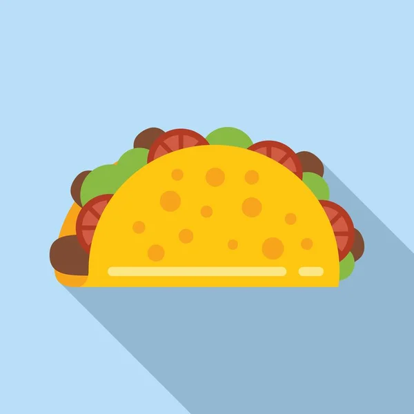 Messico Taco Icona Vettore Piatto Cibo Tortilla Carne Tacos — Vettoriale Stock