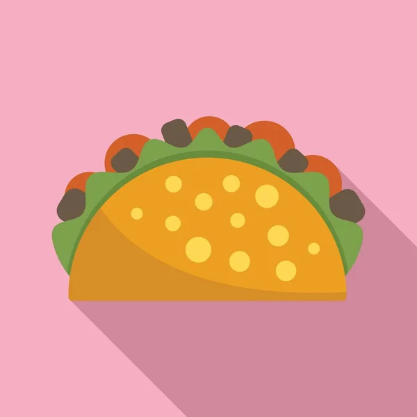Tortilla Ikon Vektor Datar Makanan Meksiko Tacos Beef - Stok Vektor