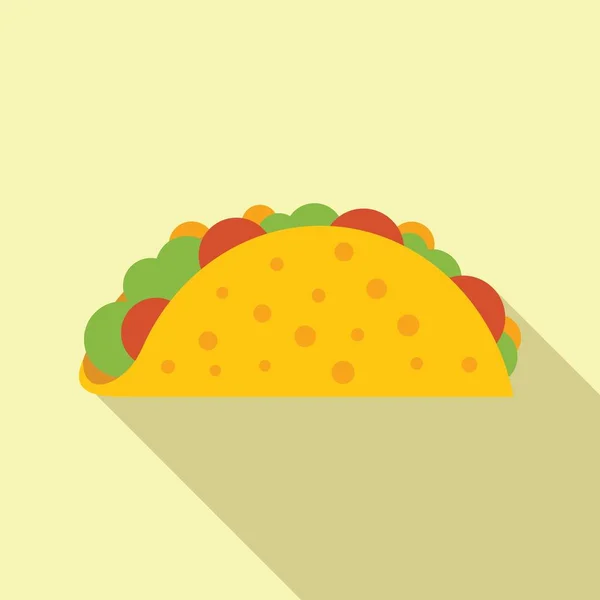 Roztomilý Taco Ikona Plochý Vektor Mexické Jídlo Vtipné Maso — Stockový vektor