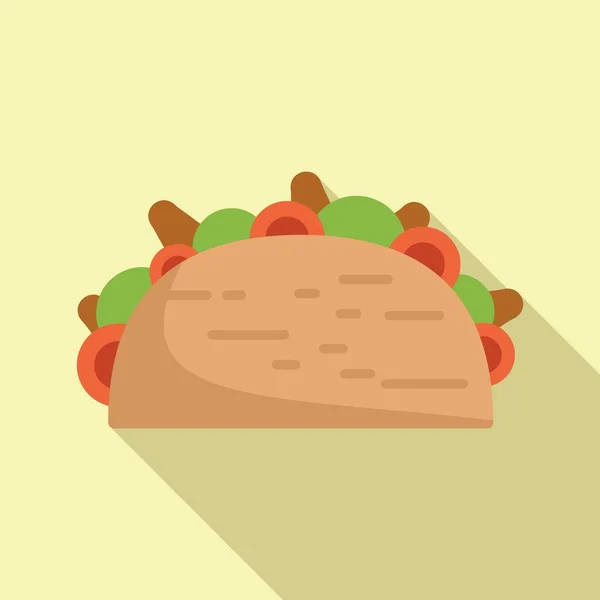 Taco Yemek Ikonu Düz Vektör Meksika Yemeği Tacos Menüsü — Stok Vektör