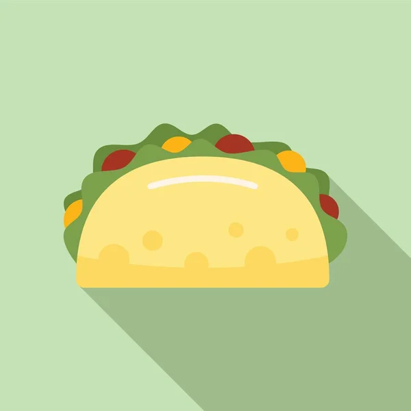 Ikon Taco Masak Vektor Datar Makanan Meksiko Daging Tacos - Stok Vektor
