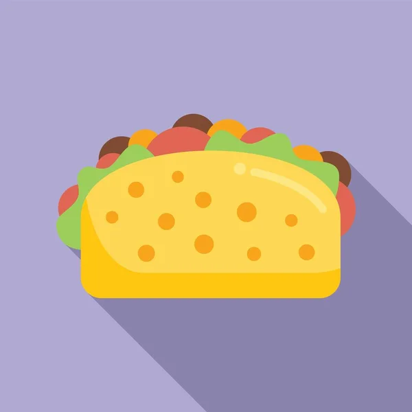 Ikon Taco Lembut Vektor Datar Makanan Meksiko Burrito Makanan - Stok Vektor