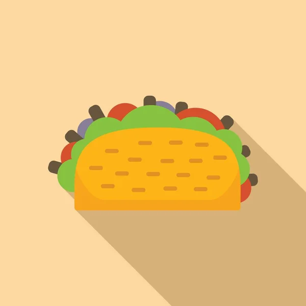 Masová Ikona Taco Plochý Vektor Mexické Jídlo Tacos Beef — Stockový vektor