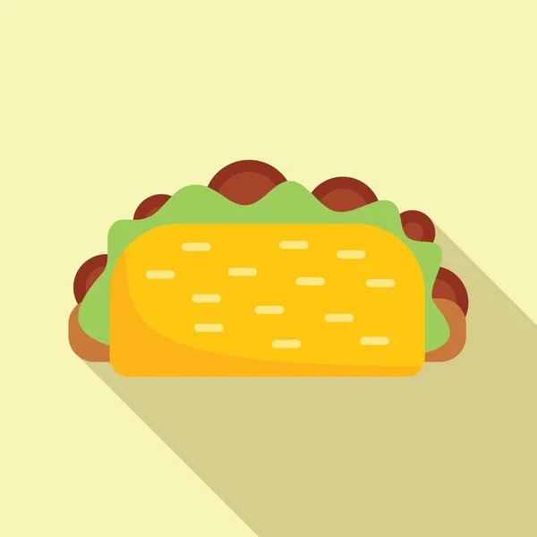 塔科早餐图标平面向量 墨西哥食物 Tacos菜单 — 图库矢量图片