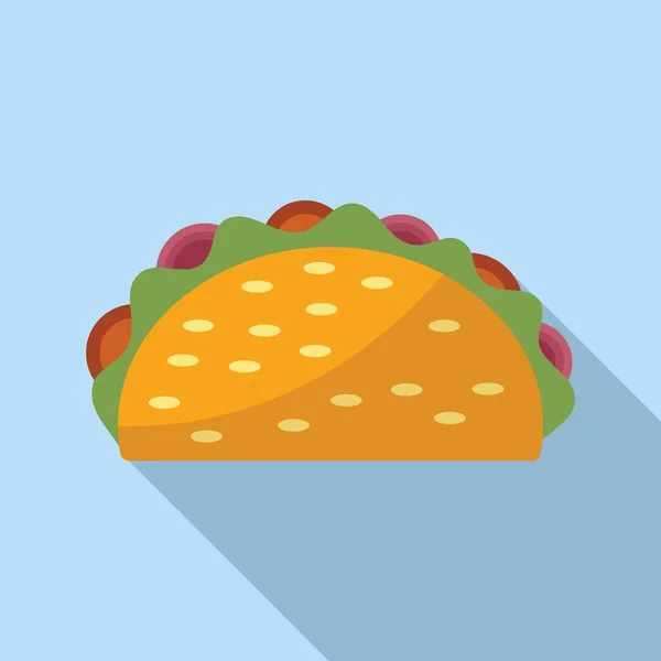 Middag Taco Ikon Platt Vektor Tacos Menyn Mjuk Meny — Stock vektor
