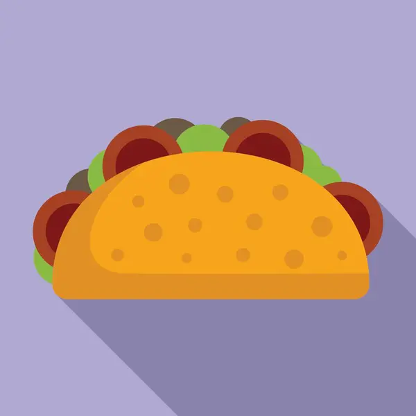Kid Taco Ikona Plochý Vektor Mexické Jídlo Tacos Beef — Stockový vektor
