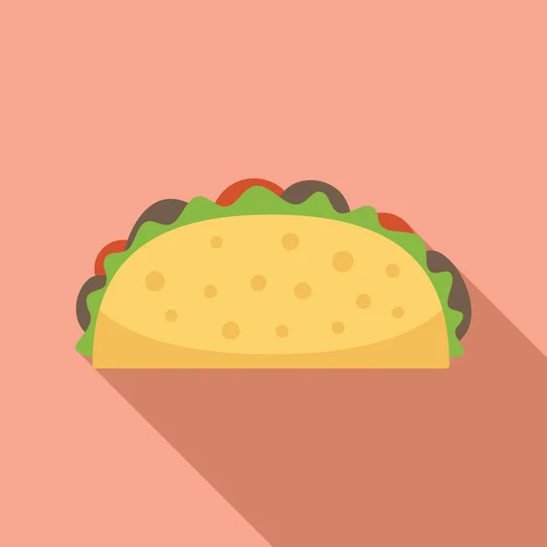 Restoran Ikon Taco Vektor Datar Makanan Meksiko Mexico Yang Lucu - Stok Vektor