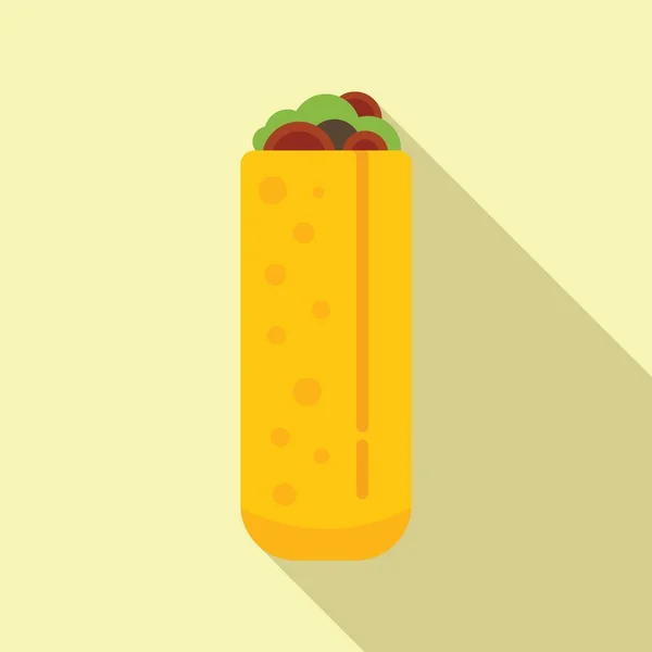 Ikon Taco Sayuran Vektor Datar Makanan Meksiko Daging Lembut - Stok Vektor