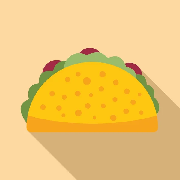 Kuřecí Taco Ikona Plochý Vektor Mexické Jídlo Vařené Jídlo — Stockový vektor