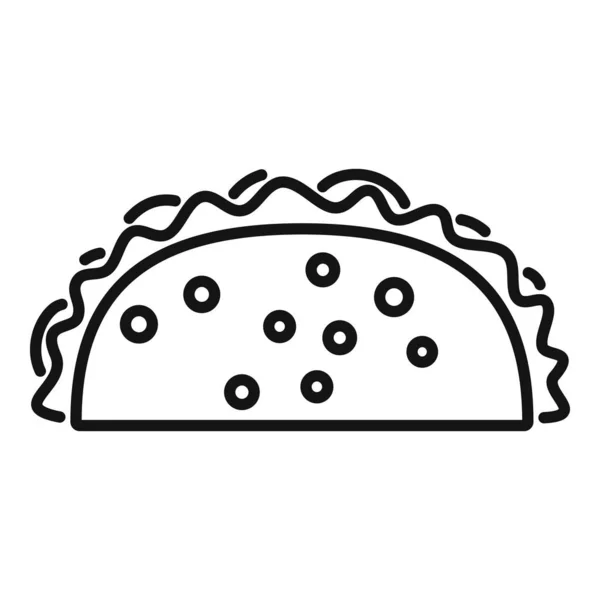 Tacos Ícone Contorno Vetor Comida Mexicana Menu México — Vetor de Stock