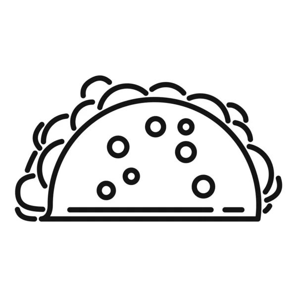 Cheese Taco Icon Outline Vector Mexican Food Tacos Beef — Stock Vector