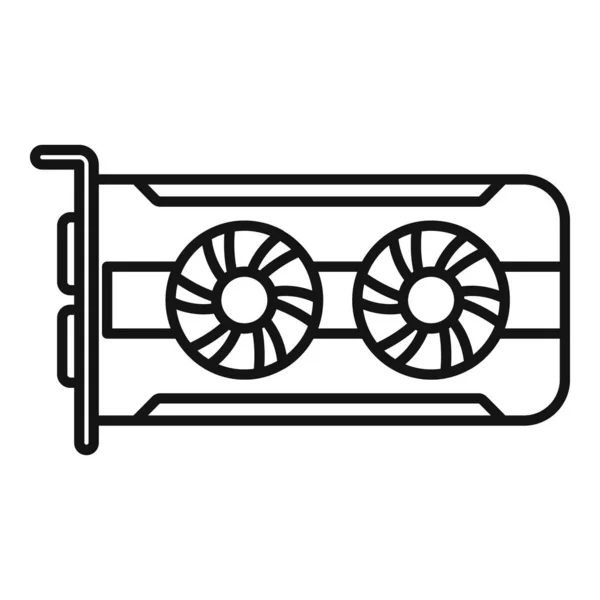 Umrissvektor Für Computerkarten Symbole Gpu Fan Chip — Stockvektor