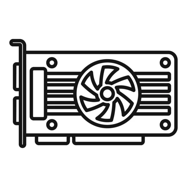 Fan Gpu Card Icon Outline Vector Graphic Memory Video — Stock Vector