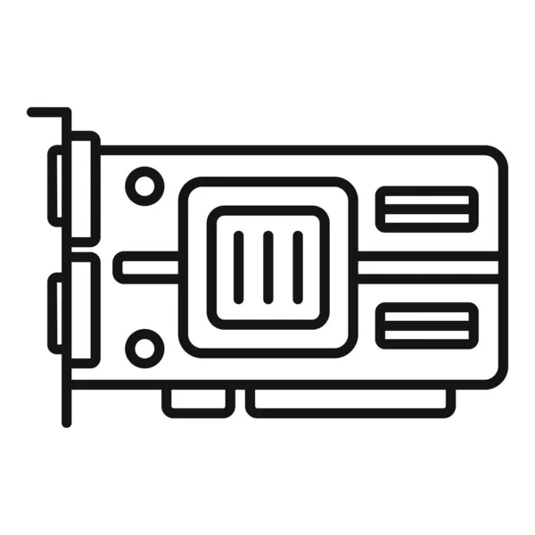 Cpu Video Card Icon Outline Vector Computer Gpu Display Pci — Stock Vector
