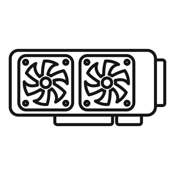 Вектор Контуру Піктограми Охолоджувача Карт Gpu Чип Cpu Апаратний Дисплей — стоковий вектор