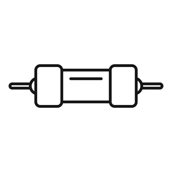 Vecteur Contour Icône Résistance Électrique Puce Condensateur Composante Centrale — Image vectorielle