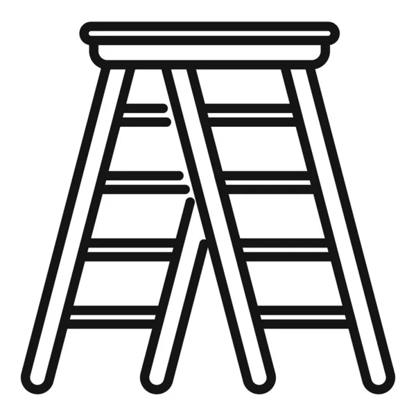 建設はしごアイコンアウトラインベクトル 木製の階段 金属製の階段 — ストックベクタ