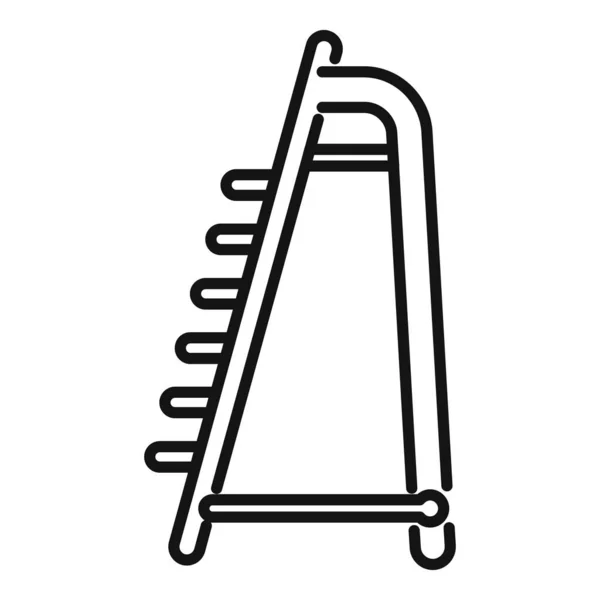 Вектор Контура Иконки Металлической Лестницы Шаг Строительства Безопасная Лестница — стоковый вектор