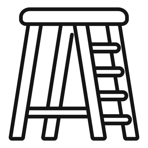 梯形工具图标轮廓矢量 木楼梯 室内铝 — 图库矢量图片
