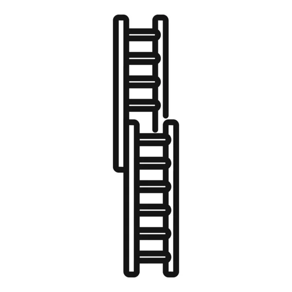 Ícone Escada Vetor Contorno Passo Madeira Linha Das Sombras — Vetor de Stock