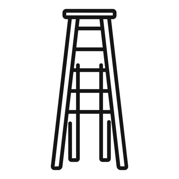 Échelle Bois Icône Contour Vecteur Escalier Construction Support Sécurité — Image vectorielle
